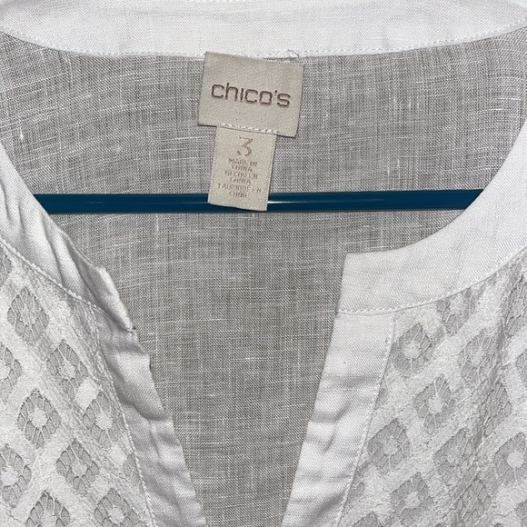Chicos ladies size 3 linen combo top / lace - Picture 2 of 7